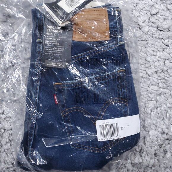 Levi's Premium Ribcage Straight Ankle Jeans Super High Rise Women's Size 24 x 27 - Picture 13 of 13